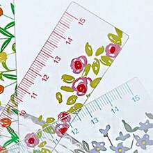 15cm 투명 잔꽃 무늬 아크릴 자, 다기능 드로잉 자 플래너 자 - A - 보기 8