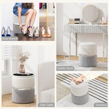 COSTWAY Height Ottoman Set Of 2, Home 2Pcs Upholstered Nesting Stool With Storage, Soft Velvet/Linen Surface, Entry Shoe Changing Footrest Stool, Compact Side Table Vanity Stool For Living Room, Bedroom - Beige - View 10