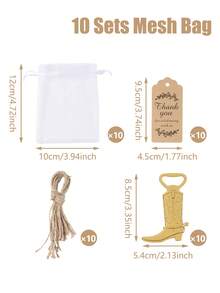 10件套可爱金色靴子造型开瓶器，配薄纱袋，婴儿派对回礼；靴子造型金属钥匙扣开瓶器，配薄纱袋和感谢卡；婴儿派对家居装饰礼品；糖果袋婴儿派对用品；性别揭晓派对回礼；派对纪念品装饰；婴儿派对礼物；性别揭晓派对回礼；婴儿派对装饰；婴儿派对用品 - 金色靴子 - 查看 13