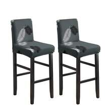 1/2/4/6pcs Stretch Printed Bar Stool Chair Covers, Home/Hotel Use - Featherleaf Gray - View 8