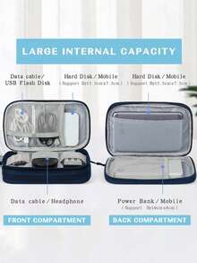 1 buah Tas Penyimpanan EVA Dua Lapis Warna Solid Minimalis, Kantong Pengatur Kabel Data Portabel untuk Menyimpan Earphone, Kabel, Pengisi Daya, Power Bank, Kotak Penyimpanan Persegi Panjang, Penting untuk Bepergian Pria dan Wanita, Dapat Dicuci - Ideal untuk Perjalanan dan Penggunaan Sehari-hari - MultiWarna - View 8