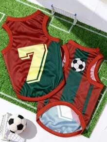 Áo thun cho thú cưng kiểu áo bóng đá World Cup phối màu số 7, chống bọ chét vật lý, giảm rụng lông, giữ ấm và thoáng khí, phù hợp cho chó nhỏ và lớn, dùng trong nhà và ngoài trời. - Nhiều màu - Xem 2