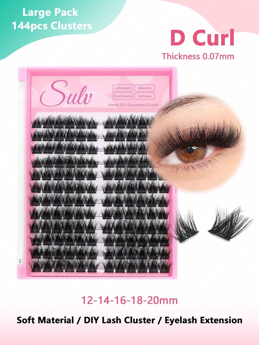Sulv 144片装 12排 DIY假睫毛簇 12-20mm可选 DIY假睫毛嫁接 蓬松假睫毛簇，适合在家自行嫁接 - 查看 1