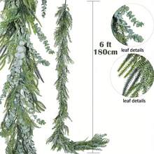 1/2/4 chiếc vòng hoa mùa xuân bằng cây bạch đàn, cây thông và lá thông nhân tạo 180cm, vòng hoa Giáng sinh thông Norfolk - Vòng hoa xanh nhân tạo, thích hợp trang trí trong nhà và ngoài trời, tuyệt vời cho hiên nhà, tường, bệ lò sưởi, cửa sổ, cầu thang, mặt bàn | Kết cấu chân thực, trang trí nhà cửa ngày lễ, vòng hoa treo | Thiết kế thông sum sê, trang trí theo mùa - Dây leo thông và bách - Xem 4
