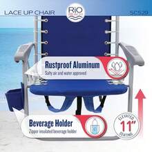 Rio Brands 4-Position Backpack Lace-Up Suspension Folding Beach Chair Bright Stripe - Raya brillante - Ver 7