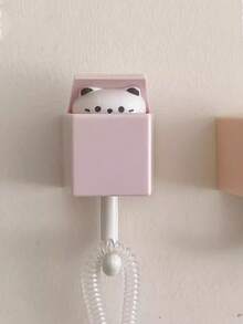 1个可爱卡通猫形粘钩，强力无损创意挂钩，高挂式挂钩，卧室可伸缩挂钩 - 彩色 - 查看 6