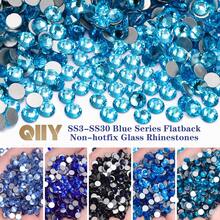 QIIY Non Hotfix Rhinestones Crystal CrystalAB High Quality Blue Tones Sliver Back SS6 1.9mm-2.1mm For Handmade Wedding Dresses Accessories And Other Application Scenarios - SS6 Silver Base With Blue Tones - View 1