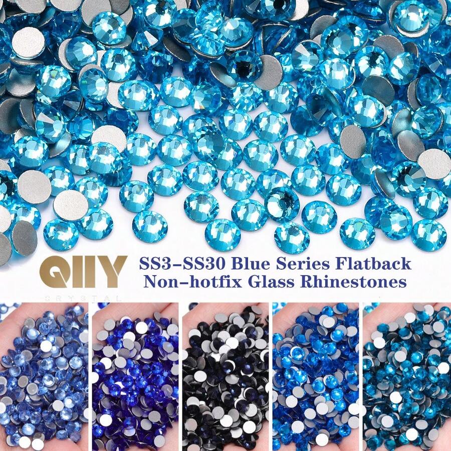 QIIY Non Hotfix Rhinestones Crystal CrystalAB High Quality Blue Tones Sliver Back SS6 1.9mm-2.1mm For Handmade Wedding Dresses Accessories And Other Application Scenarios - SS6 Silver Base With Blue Tones - View 1