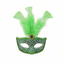 1pc Glitter Feather Masquerade Mask, Sexy Party Festival Makeup Costume Feather Eye Mask For Women - Multicolor - View 16