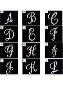 1pc Minimalist 26 Letter Crystal Brooch, Women's Geometric Fashion Elegant Brooch, Sweater Jacket Pins, Dress Accessory, Clothing & Bag Decor, School Office Supplies, Shirt Jacket Ornament, Christmas Halloween Costume Pins, Cute Teacher Gift - Silver - View 4