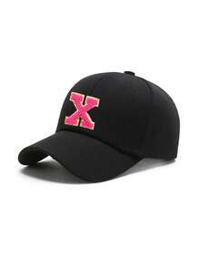 1 pièce Casquette de baseball réglable avec lettres de l'alphabet brodées pour enfants, chapeau de soleil décontracté unisexe, blanc os, pour les 8-16 ans - Noir - Voir 70
