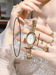 女士腕表，金色表盘，经典椭圆形表壳，罗马数字表盘，适合日常佩戴、商务场合或作为节日礼物。 - 均碼 - 查看 9