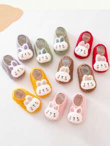 1 Pair New Fluffy Rabbit Design Baby Non-Slip Floor Leg Warmers, Thick Soft Cute Bunny Infant Crawling Leg Warmers, Suitable For Home, Daily Wear, And Gatherings - Multicolor - View 5