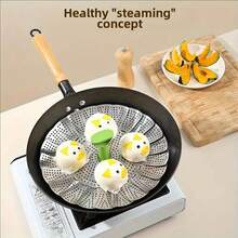 1 Piece Multifunctional And Extendable Stainless Steel Steamer, Suitable For Home Cooking Pots, Non Electric Multifunctional Vegetable Steaming Rack, Suitable For Healthy Cooking, Expandable To Adapt To Various Cookware, Multifunctional Folding Drainage Fruit Basket Steamer, Multifunctional Folding Fruit Basket Steamer, Durable And Easy To Clean, Suitable For Fruits, Vegetables, Dumplings, Buns, Bread, Kitchen Accessories And Small Kitchen Tools - Silver - View 9