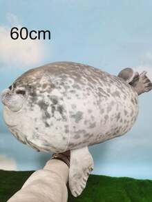 BLUESLEMON 三种尺寸毛绒海豹玩具，柔软海豹抱枕，可爱3D新奇海豹毛绒玩偶，毛绒玩偶，新奇海豹礼物，动物抱枕，生日派对礼物 - 灰色 - 查看 15