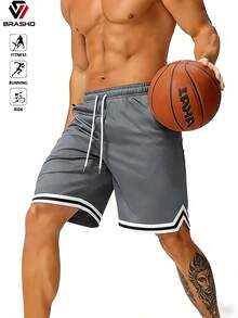 Quần short thể thao bóng rổ nam mùa hè, kiểu dáng thường ngày, có dây rút, chất liệu lưới thoáng khí, nhanh khô, dài đến đầu gối. - Xám - Xem 1