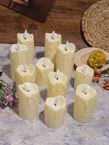 3pcs/Set LED Electronic Simulated Wax Candle Lights, 2026 New Rechargeable Remote Control Candle Atmosphere Lights For Birthday Wedding - Bullet-shaped Three-piece Set - View 8