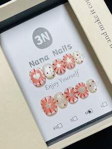 1package/10pcs-Radiant Stripe Heart & Star Glitter Nails - Multicolor - View 3