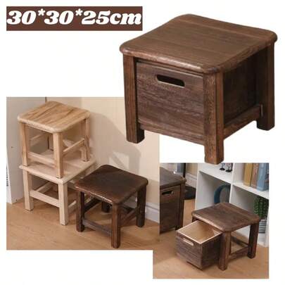 1 pieza Otomana de almacenamiento, gran capacidad, adecuada para cambiar zapatos o como banco de sofá, taburete de almacenamiento multifuncional, banco de zapatos de madera, taburete 30x30x25cm