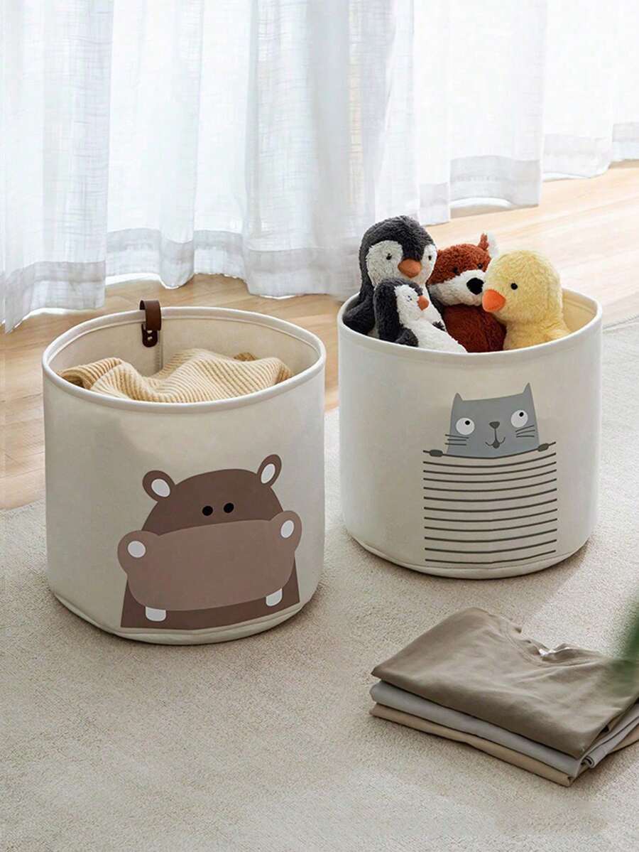 1个大容量毛毡玩具收纳篮，可折叠洗衣篮 - 彩色 - 查看 1