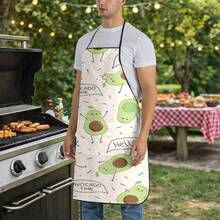 1pc Cartoon Avocado Pattern Apron, With Dancing Avocado Character, "Hello" And "Avocado Time" Dialogue Box, Cool Text, And Cute Green Avocado Illustration, Suitable For Kitchen Cooking And Baking - D - View 9