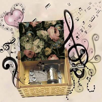 صندوق موسيقي خشبي بطراز قديم - يعمل بالدوران اليدوي ويعزف "أنت شمسي"، صندوق موسيقي منقوش بطراز رجعي كهدية عيد ميلاد أو عيد الأم أو الزفاف للأم أو الزوجة أو الصديقة