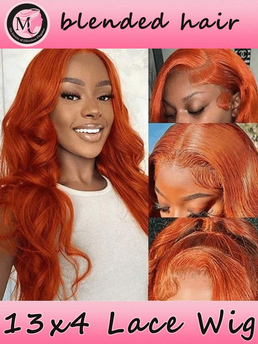 混合发丝由真人头发与合成纤维和蛋白质丝混合制成，合成蕾丝前假发，13*4蕾丝，180%密度，波浪卷假发，带婴儿发的波浪假发，适合女性日常派对佩戴，自然预拔毛无胶棕色蕾丝前假发（波波头，8-16英寸）。