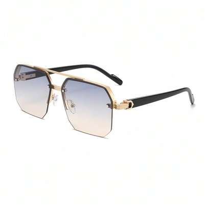 一副男士金属双梁时尚眼镜，适合夏季海滩、户外旅行、返校季，打造时尚学院风造型