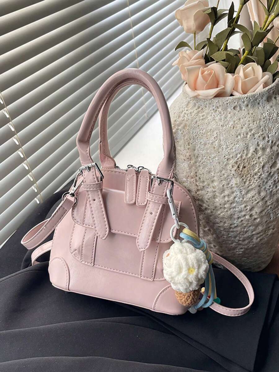 时尚百搭贝壳手提包，高端通勤包，休闲女士托特包，单肩包（不含配件） - 彩色 - 查看 1