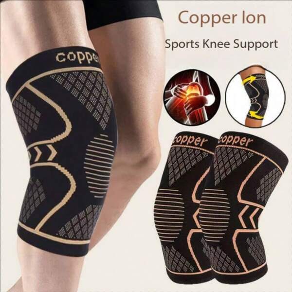 2pcs Copper Knee Pads, Unisex Sports Equipment, Professional Knee Sleeve, Suitable For Yoga, Weightlifting, Football, Basketball