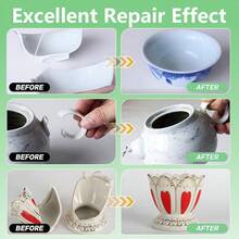奶奶的魔法陶瓷胶，10-45秒速干，适用于陶瓷修复，防水，可用于马克杯、餐具、花瓶和瓷砖，精准喷嘴，20克 - 陶瓷黏合劑 - 查看 8