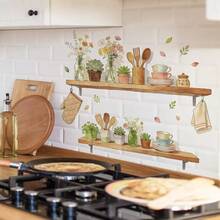 1pc Kitchen & Home Decor Sticker, Butterfly, Flower, Vegetable, Kitchen Utensils, Self-Adhesive Wall Decal, Suitable For Kitchen, Dining Room, Coffee, Bread Decoration - Multicolor - View 9