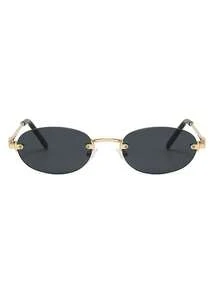 1pc Frameless Vintage Gradient Women's Glasses, Casual Fashion Daily Commuting Beach Accessory Vintage Y2K Basic Style, Business Casual Gift - Black - View 4