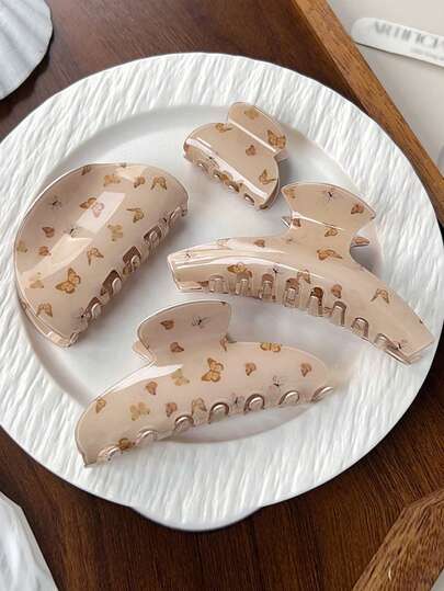 Pinza de pelo con estampado de mariposa elegante, pinza de pelo versátil como accesorio de pelo para moño