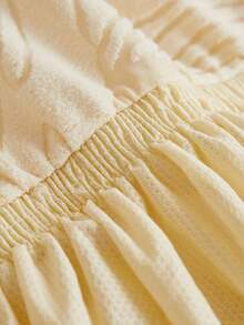 1pc Jacquard Leaf Pattern Ruffled Elastic Sofa Cover, Dust-Proof And Dirt-Resistant, Stretch Full Coverage Sofa Protector, Home Decor, Machine Washable, Pillow Cover Not Included - Creamy White - View 3