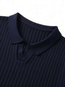 GRDR Men's Solid Color Short Sleeve Casual Commuter Knit Top - Navy Blue - View 10