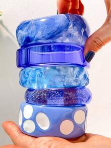 1 chiếc vòng tay cá nhân hóa dành cho nữ thuộc dòng Blue Series, thiết kế hình tròn bất đối xứng và hiệu ứng ba chiều trong suốt bất đối xứng, phù hợp để đeo hàng ngày, dự đám cưới và tiệc tùng. - Nhiều màu - Xem 12