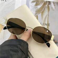 Fashionable Metal Frame Oval/Polygon Semi-Rimless Glasses, Suitable For Daily Use And Outdoor Activities - Multicolor - View 5