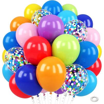 50 piezas Globos de arcoíris de 10 pulgadas, globos de arcoíris multicolor en rojo, azul, amarillo, verde, rosa, morado, naranja para fiestas, bodas, compromisos, Acción de Gracias, revelación de género, baby shower, cumpleaños de princesa, despedida de soltera, graduación, decoración interior/exterior/exhibición, sesión de fotos
