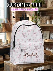 Mochila con bolsillo bordado personalizado, mochila universitaria personalizada, mochila de viaje, mochila escolar, bolso para portátil, mochila personalizada, casual y de moda - Multicolor - Ver 1