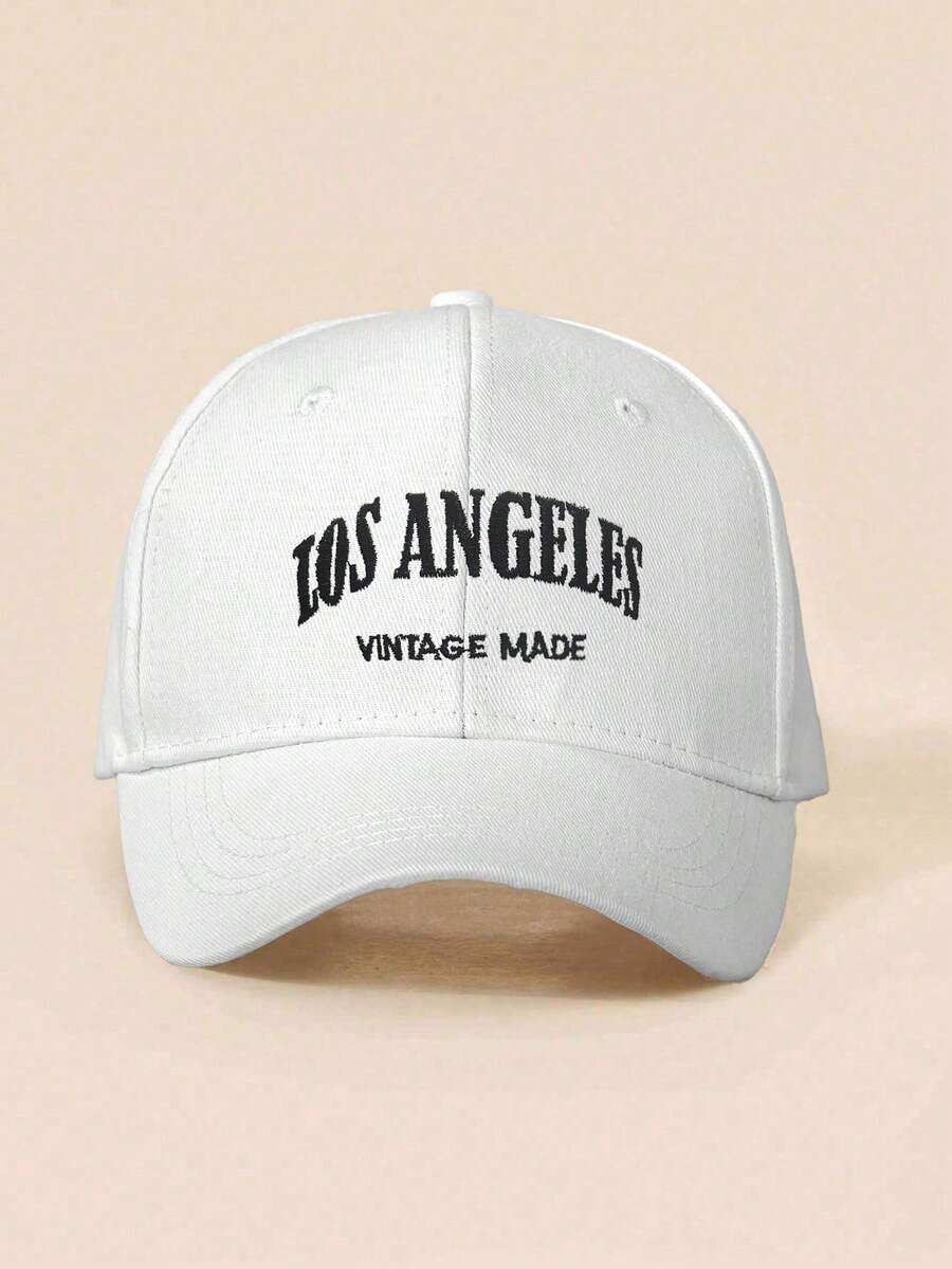 1 buah Topi Baseball Unisex Anak-anak dengan Bordir Huruf LOS ANGELES Gaya Y2K, Bernapas, Serbaguna untuk Pakaian Kasual Luar Ruangan, Cocok untuk Musim Semi & Gugur - Putih dengan logo hitam - View 1