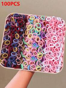 100-500个随机颜色女孩弹力发圈，彩色尼龙小发圈，青少年马尾辫发圈，青少年发饰 - 彩色 - 查看 8