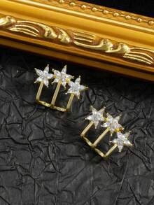 1 Pair 5-Petal Flower Earrings, Unique Personalized Earrings For Elegant Girl - Multicolor - View 2