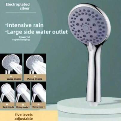 1pc Pressure-Controlled Handheld Shower Head, With 5 Adjustable Water Modes, A Shower Head For The Bathroom, A Shower Head, Bathroom Hardware, Bathroom Accessories, Enjoy A Luxurious Bathing Experience