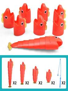 Telescopic Fishing Toy, Tabletop Game For Multi-Player Interaction, Family Gathering Fishing Battle Gag Toy - Multicolor - View 5