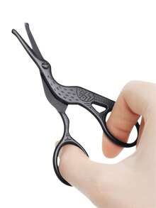 圆头鹤形美容理发器，不锈钢鼻毛修剪器，带镊子，适用于眉毛、鼻毛、胡须、耳毛，不锈钢眉毛修剪器，中性专业面部毛发修剪器。适合所有人。（黑色） - 彩色 - 查看 6