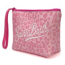 All-In-One Travel Toiletry Bag, S-Saint B-Barth Material, Portable Striped Toiletry Bag, Cosmetic Bag, Handbag, Cosmetic Bag, Waterproof Travel Bag, Travel Organizer With Zipper, Lightweight Makeup Case, Unisex Travel Gift. - 藕粉色 - 查看 4