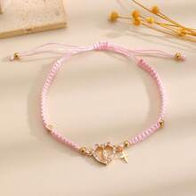 Vòng tay dệt hình Đức Mẹ Maria bán sỉ, vòng tay thời trang đa năng mặt dây chuyền hình trái tim và thánh giá có thể điều chỉnh kích thước dành cho nữ. - 04 KC Gold G-455 - Xem 7