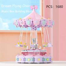 1680+ Pcs Rotating Carousel Music Box Assembly Toy, DIY Construction Blocks, STEM Building Model Kit, Fantasy Home Decor, Suitable For Christmas, Birthday, Valentine's Day And Other Occasions - Multicolor - View 4