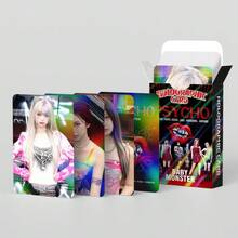 124张全息卡片、新专辑《PSYCHO》小卡、星星贴纸、LOMO卡、3英寸照片 - 黑色 - 查看 5